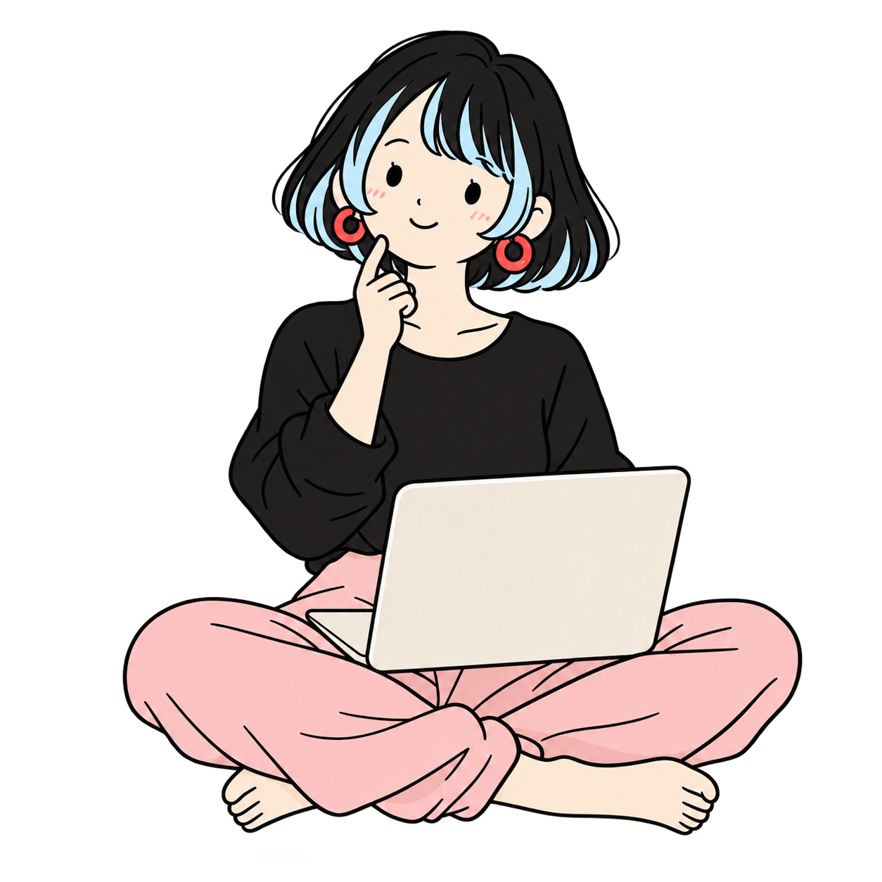 考える林知佳のイラスト